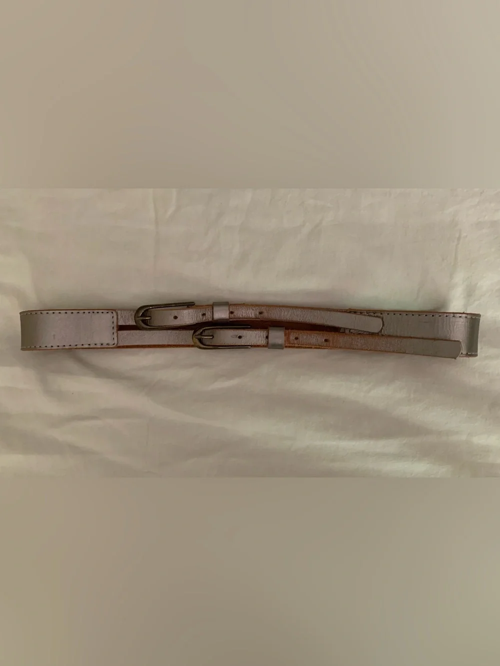 Gap Genuine Leather Double Buckle Belt, Size Medium